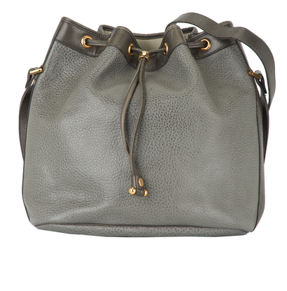 Drawstring Crossbody, £180, Handbags, Grey, Leather, Front view